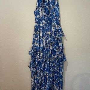 Alex Marie Blue and White Floral Maxi Dress